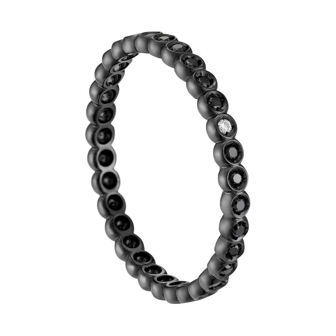 Golay linear ring with black diamonds and white spots AET020BKDI1-18172110013