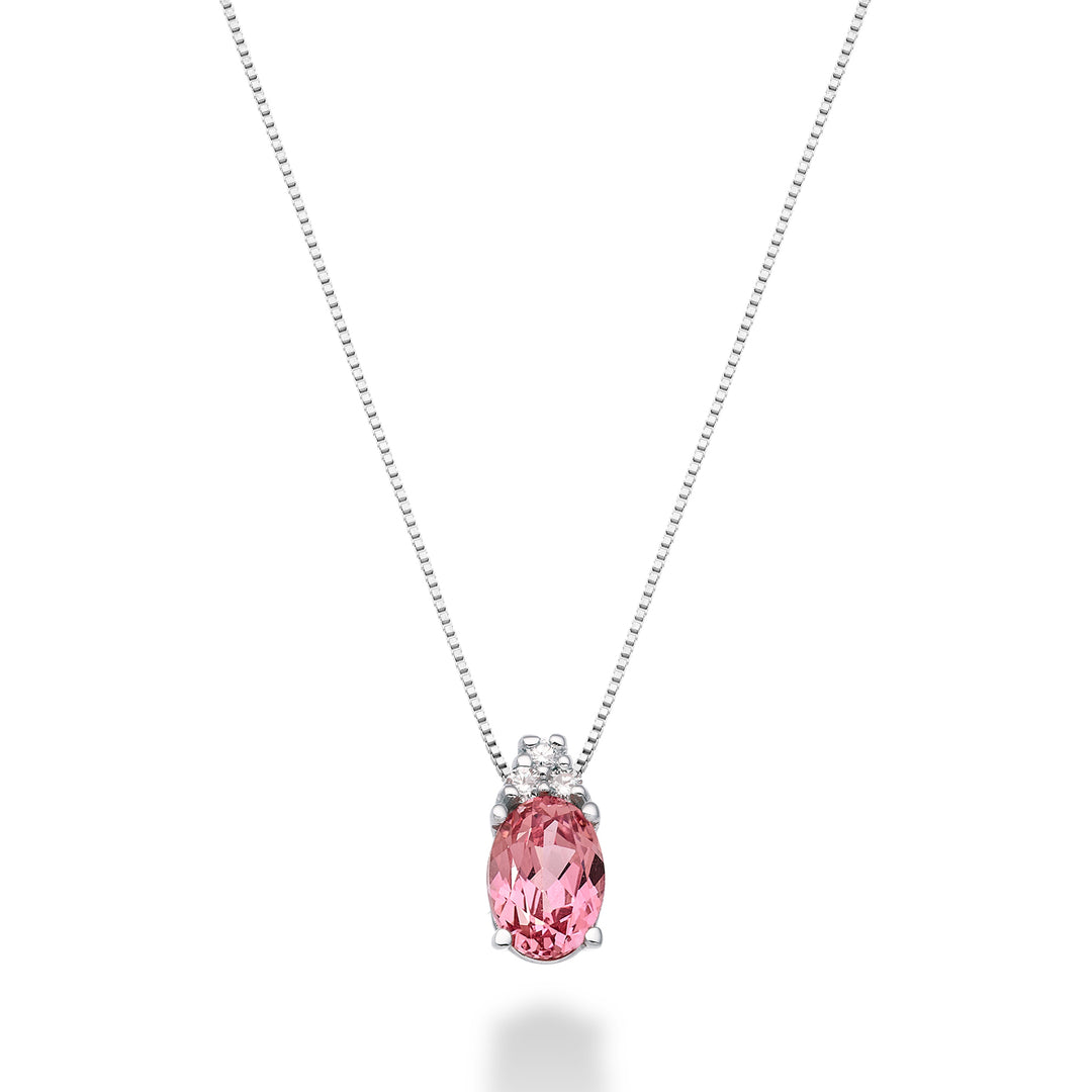 Nihama cl 18k ovale roze saffier 7x5 ct.0.80 dia ct.0.045 ND5055O4ZFRP