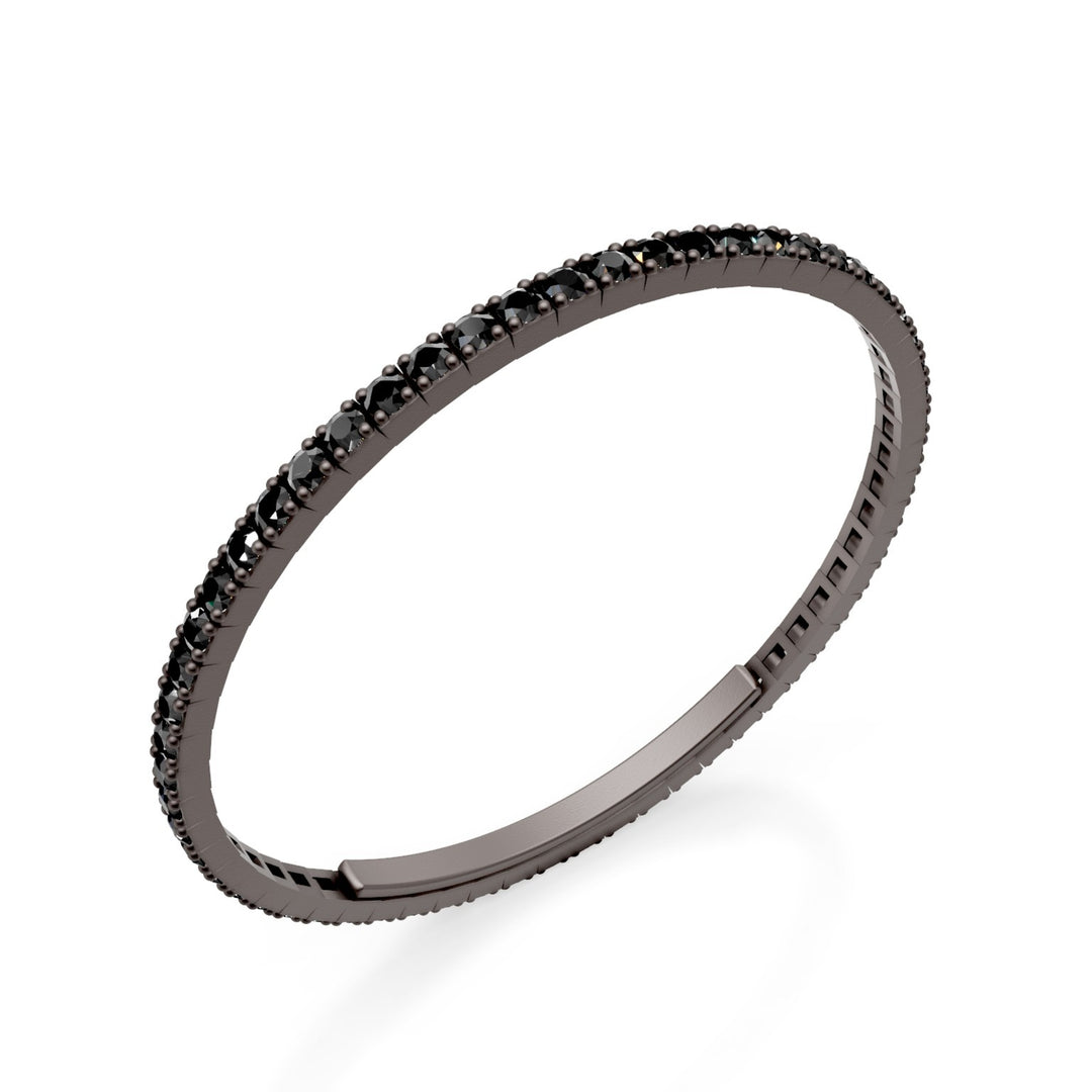 X-Diamond tennis bracelet in gray titanium set entirely with black diamonds, with butterfly clasp, 18.5cm, second size LXDBRT012BKGR-185