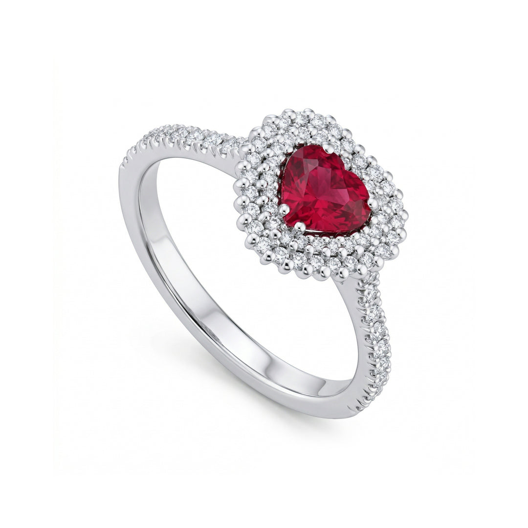 Golay ring met hart robijn en diamanten ACLC071DIRU-21063110021