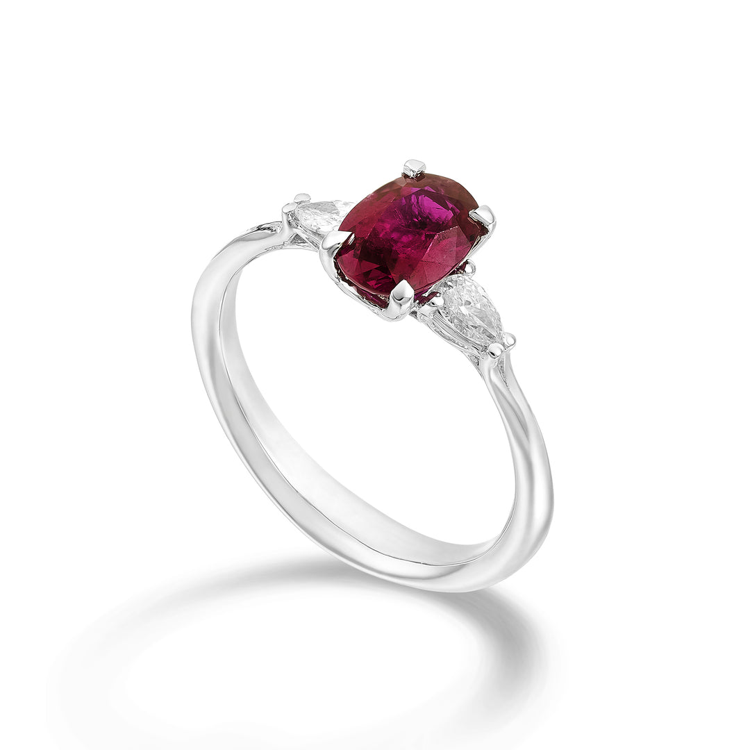 Golay ovale robijnring 8x6 en diamant druppel lat ACL202DIRU68-23094110013