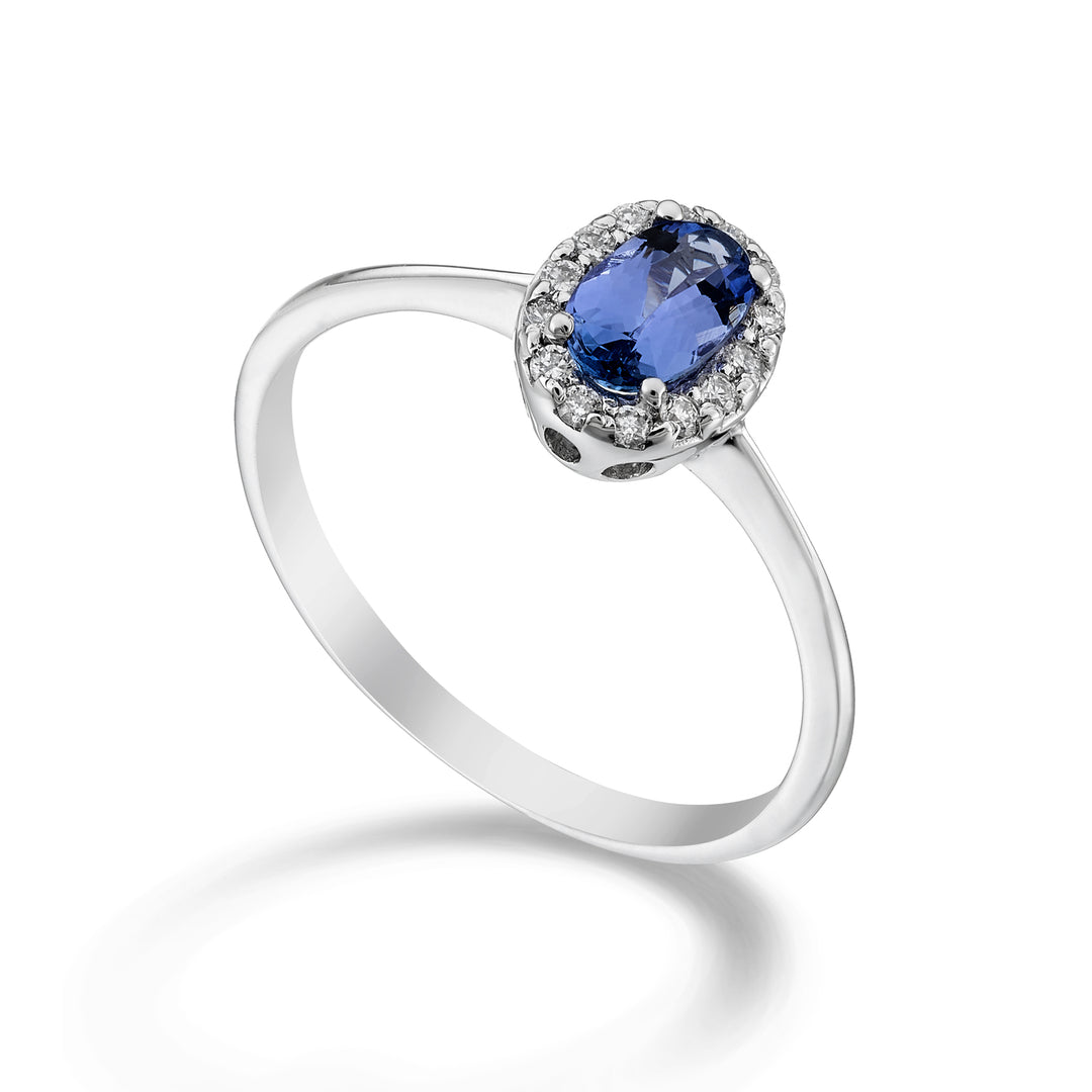 Mikiko een 18k tanzaniet n. ovaal 6x4 ct.0,38 dia ct.0,09 MA5115O4TZN