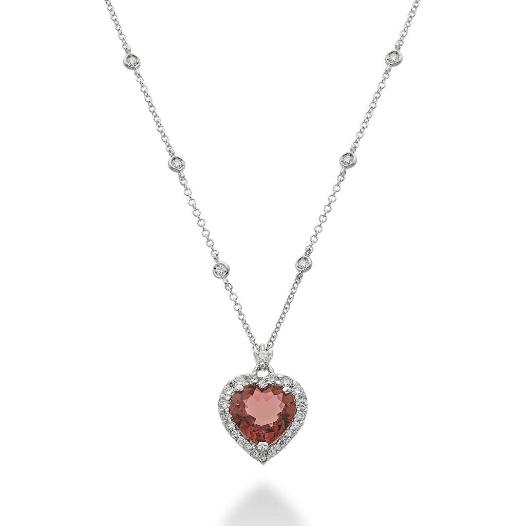 Golay roze toermalijn hart hanger ketting 8x8 contour GCLC479DTO88-24212110010