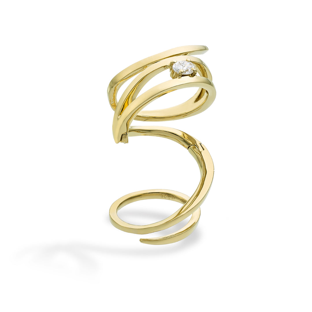 Golay snake ring with single oval diamond, yellow ASNAKE12DG-25318110216