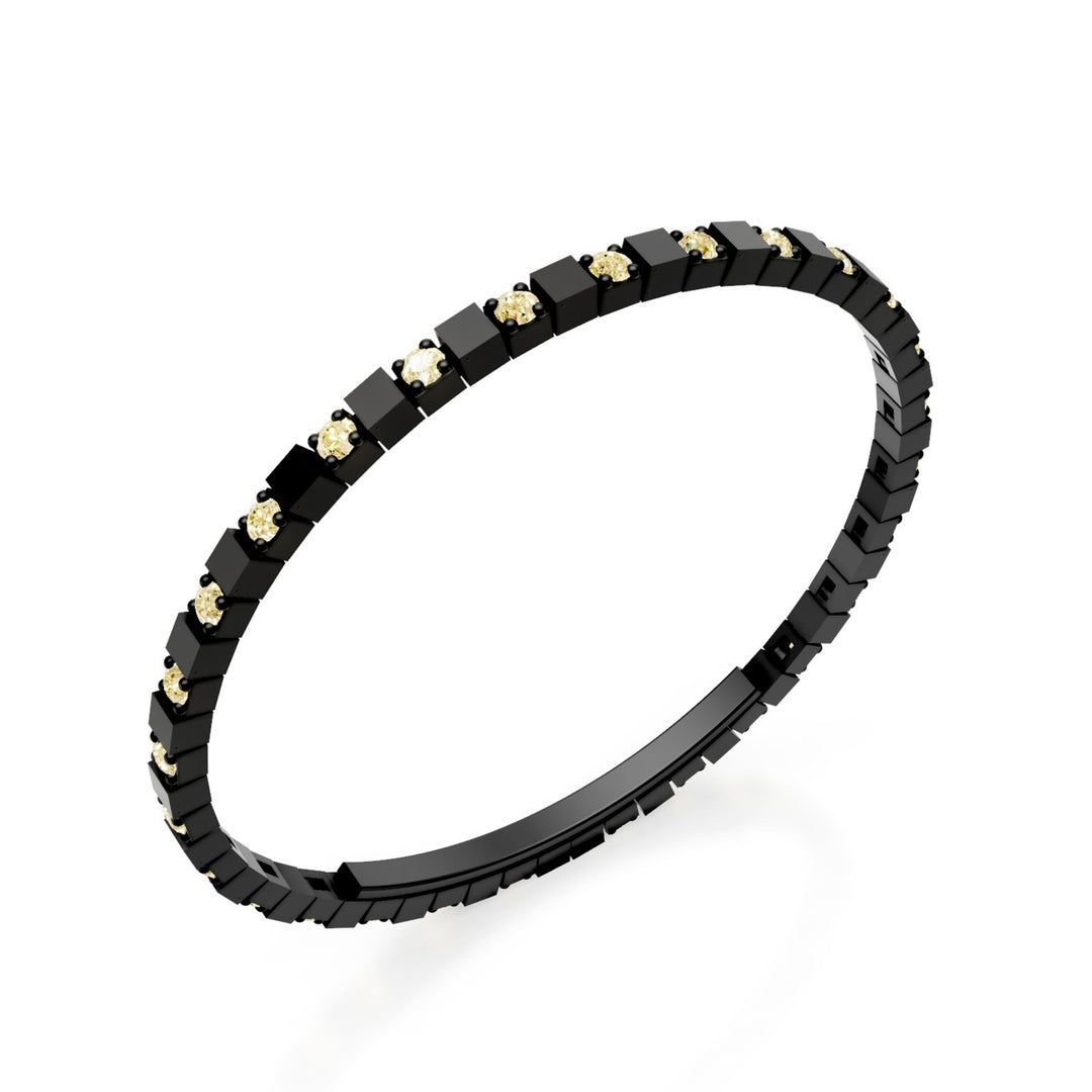 X-Diamond black titanium tennis bracelet lab g.d. fancy yellow alternating with butterfly closure, 18.5cm, second size LXDBRT012ALFYNE-185