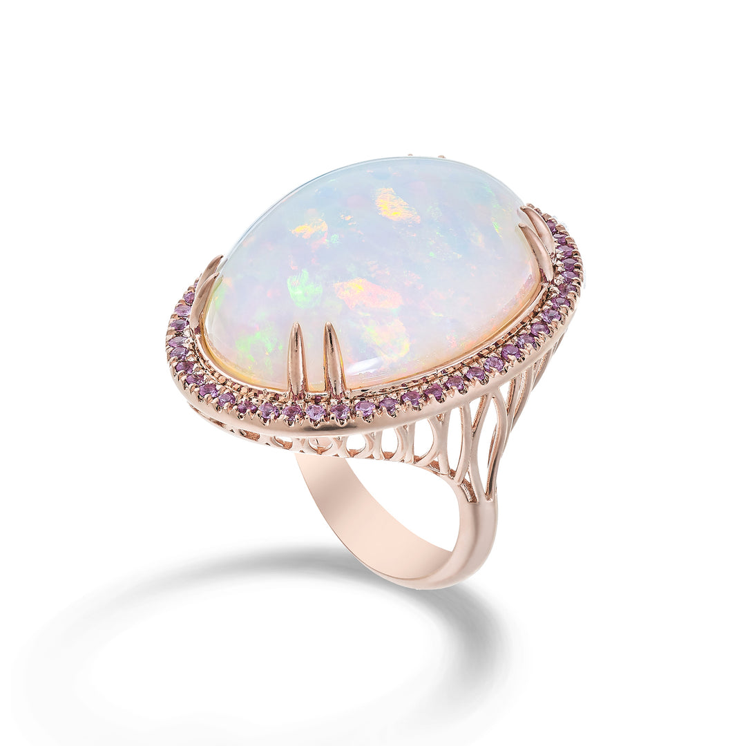 Golay ovaler Cabochon-Opalring mit rosa Saphiren ACLC011ZPOP-23265110121