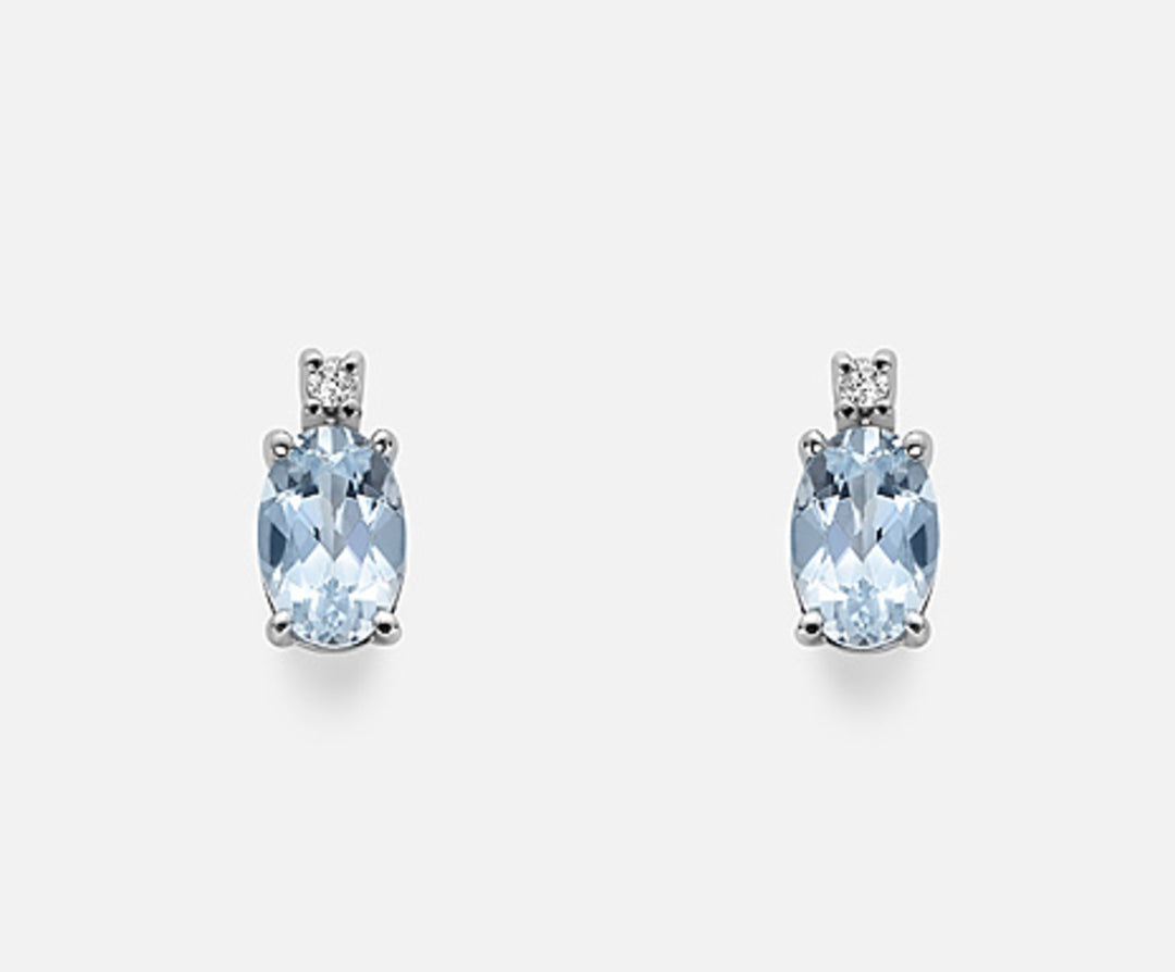 Mikiko oder 9k ovaler Aquamarin 6x4 ct.0,60 Durchm. 0,02 ct MO5023R4AM