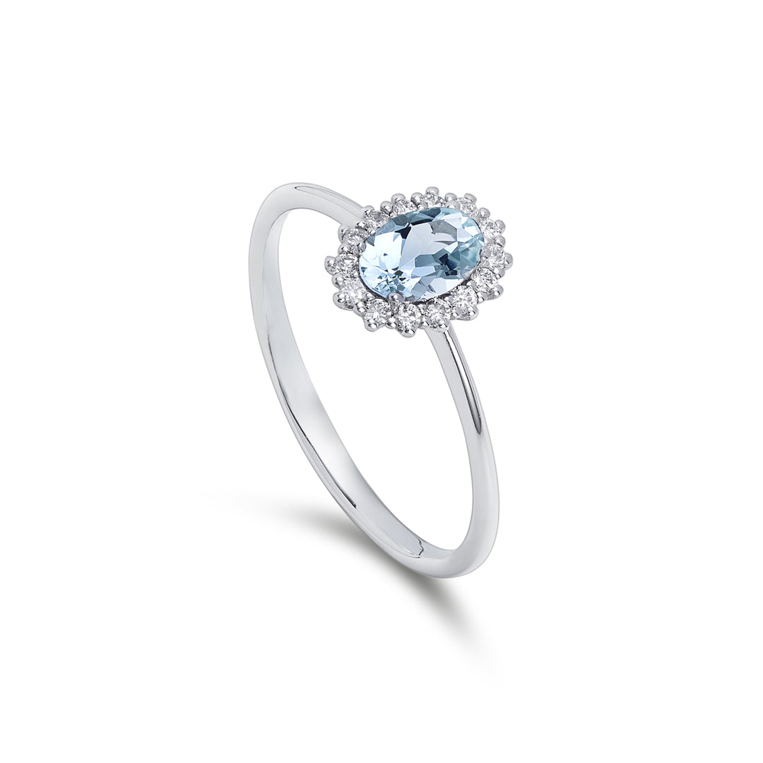 Nihama een 9k ovale aquamarijn 6x4 ct.0,30 diam. 0,13 ct NA5141R4AM
