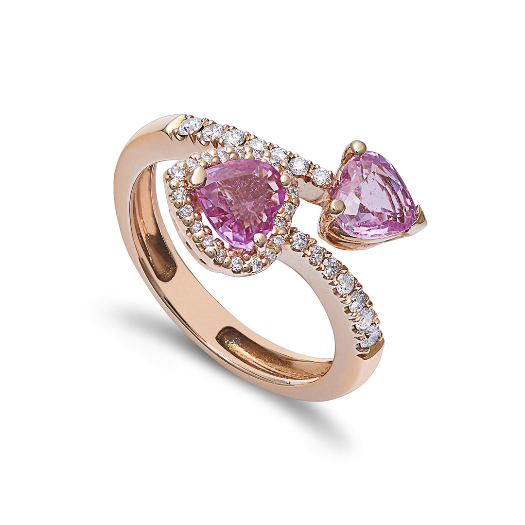 Golay ring met hartvormige roze saffieren 6x6 en diam ACLC118DIZP-22046110023
