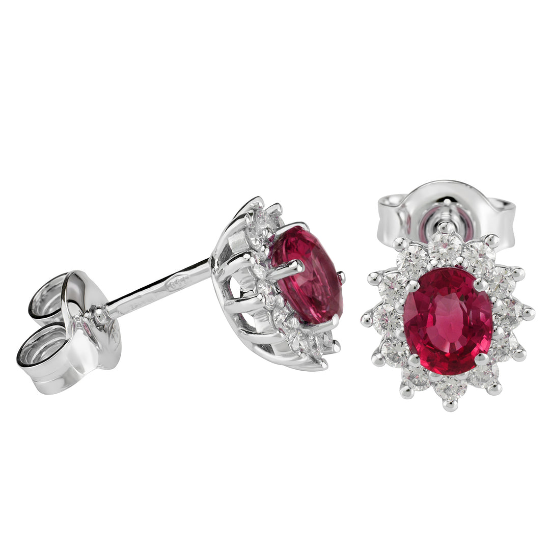 Golay 5x4 oval ruby earrings with diamond outline OCL021WDIRU-23130110029