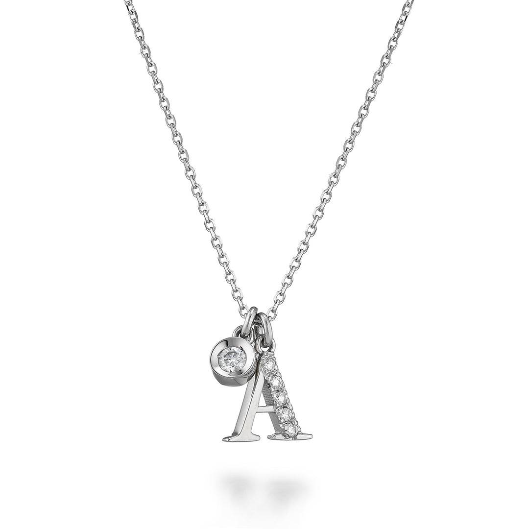 Golay cl 9k letter a witgoud diam. ct.0,06 GPLADR4
