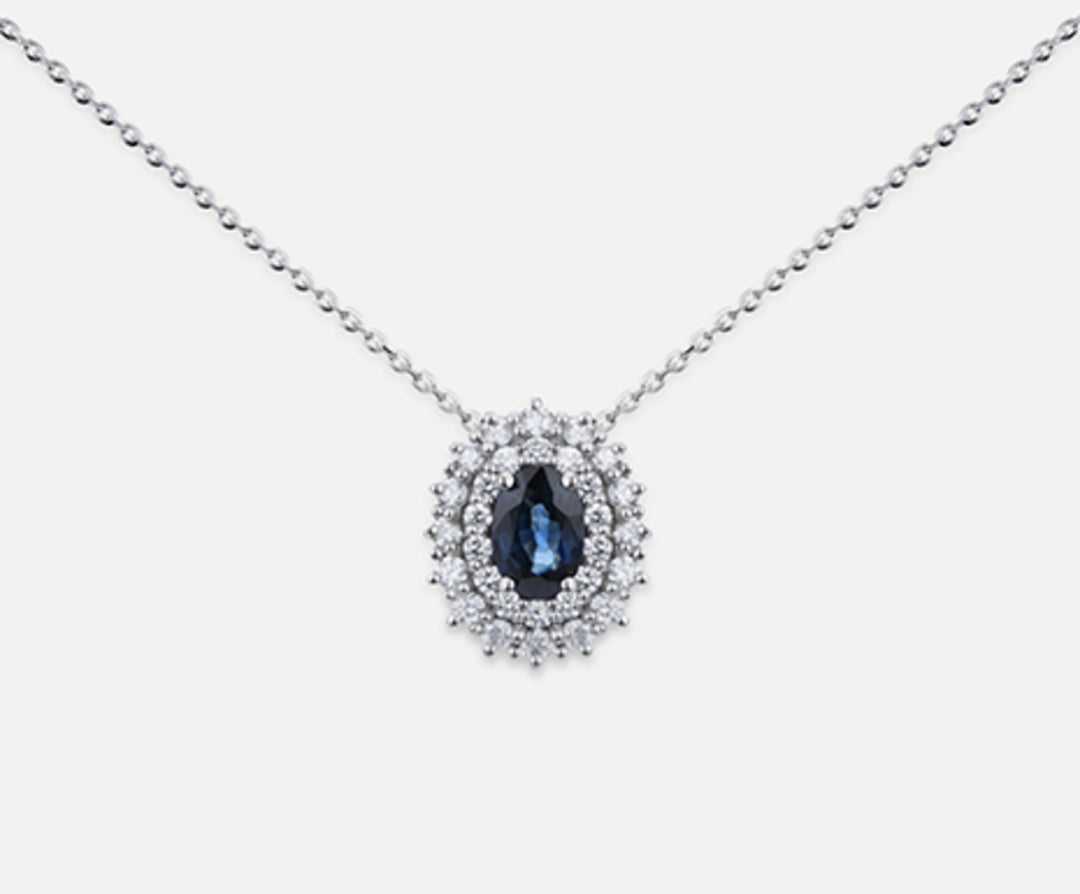 Mikiko cl 18k saffier n. ovaal 6x4 ct.0,67 dia ct.0,37 MD5060O4ZFN067