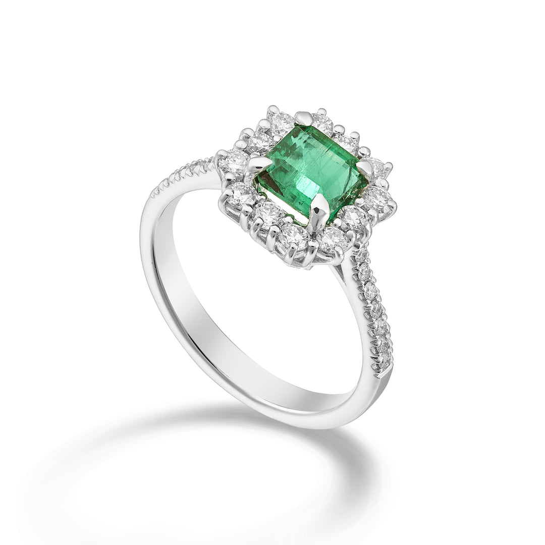 Golay emerald ring Oct. 6x6 contour 12 diamonds ACLC768DSM66-25331110076