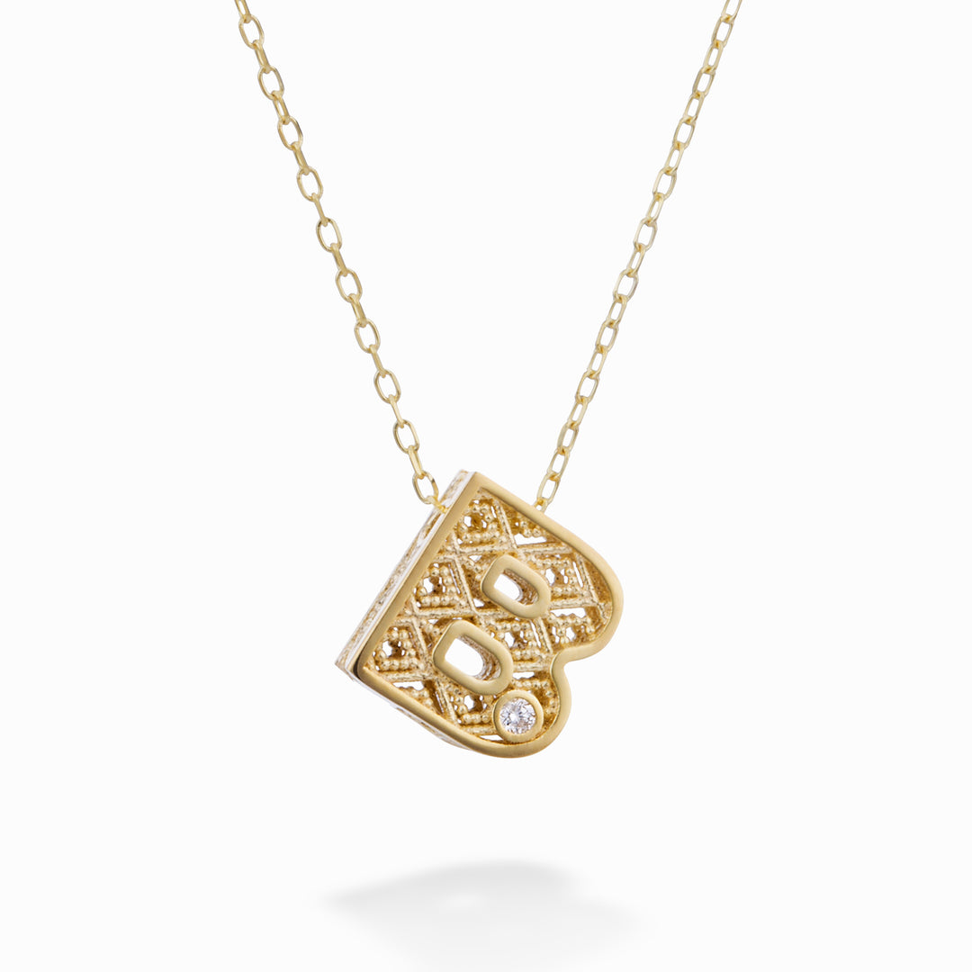 Nihama cl 18k letter b geelgoud diam. ct.0,01 NDLETBO1
