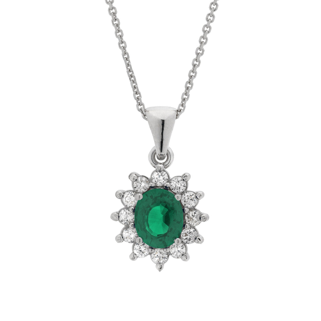 Golay-Halskette mit 6x5 ovalem Smaragdanhänger und Diamanten PCL019WDISM-22158110167