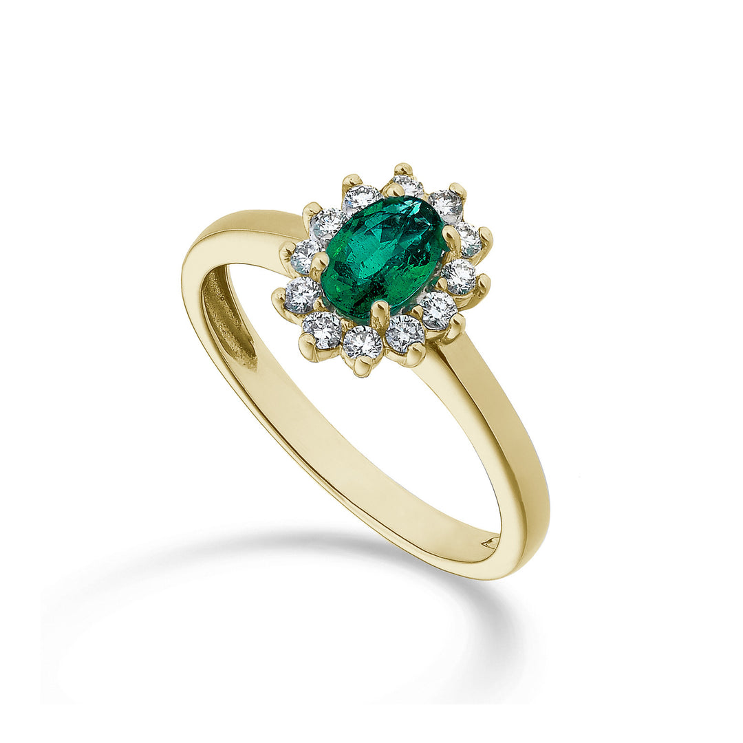 Mikiko ein 18k Smaragd n. oval 6x4 ct.0,42 Durchm. 0,23 ct Gelbgold MA5093O1SMN042