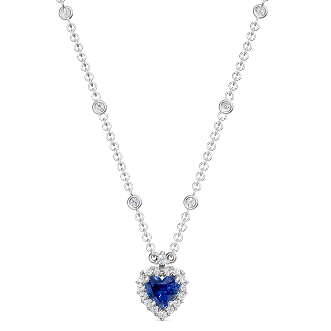 Golay 5x5 Herz-Saphir-Halskette mit Diamantkontur GCLC578DZB55-24318110016