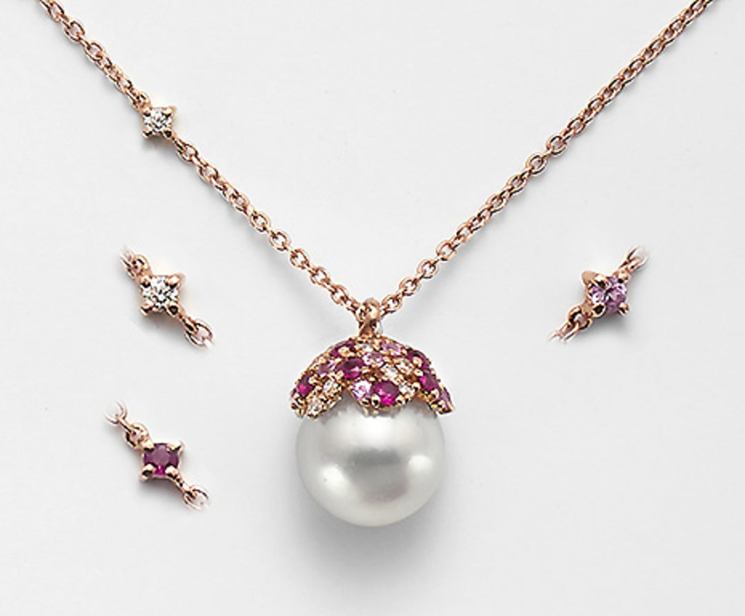 Nihama cl 18k ak 8/8,5 ct.0,10 zaff. Rosa 0,18 ct Rubine 0,18 ct ND0981O3ABBI080