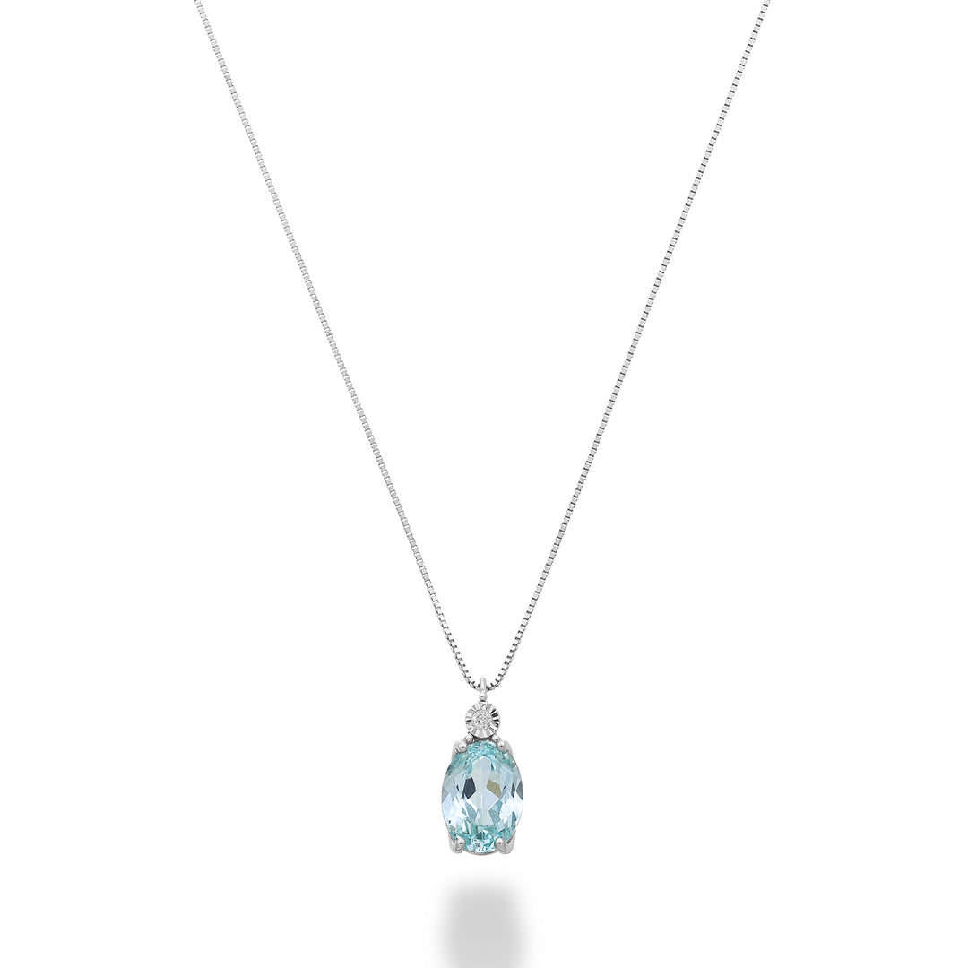 Mikiko cl 18k oval paraiba tourmaline 7x5 with diamond MD5186O4PAR
