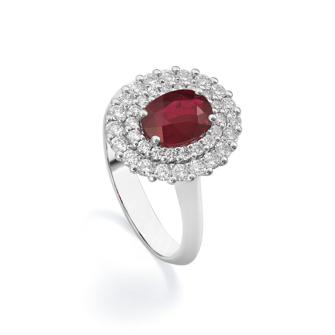 Golay-ring met 5x4 ovale robijn en dubbele contour ACLC128DIRU45-22143110179