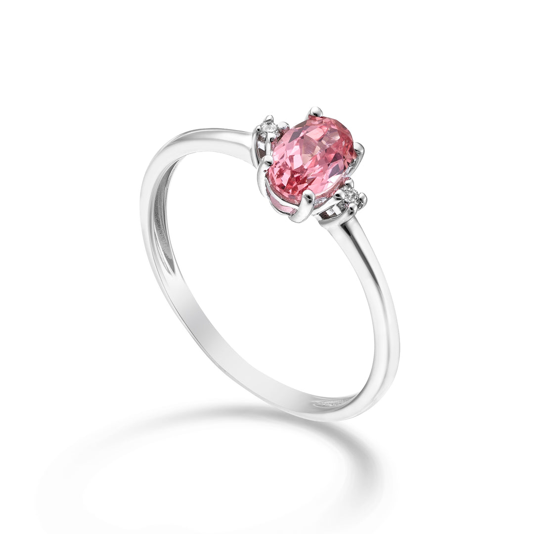Mikiko, ein ovaler rosa Saphir aus 18 Karat, 6 x 4 ct. 0,60 Durchm. ct.0,02 MA5072O4ZFRP