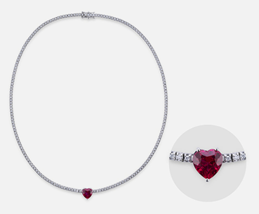 X-Diamond cl tennis 9kt lab g.d. rood hart ct. totaal 4,38 XDGTQ07WBR375