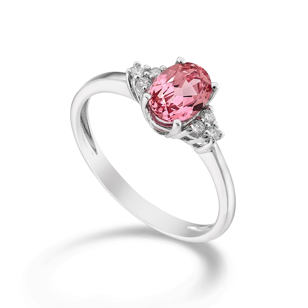 Mikiko een 18k ovale roze saffier 7x5 ct.0.80 dia ct.0.09 MA5112O4ZFRP