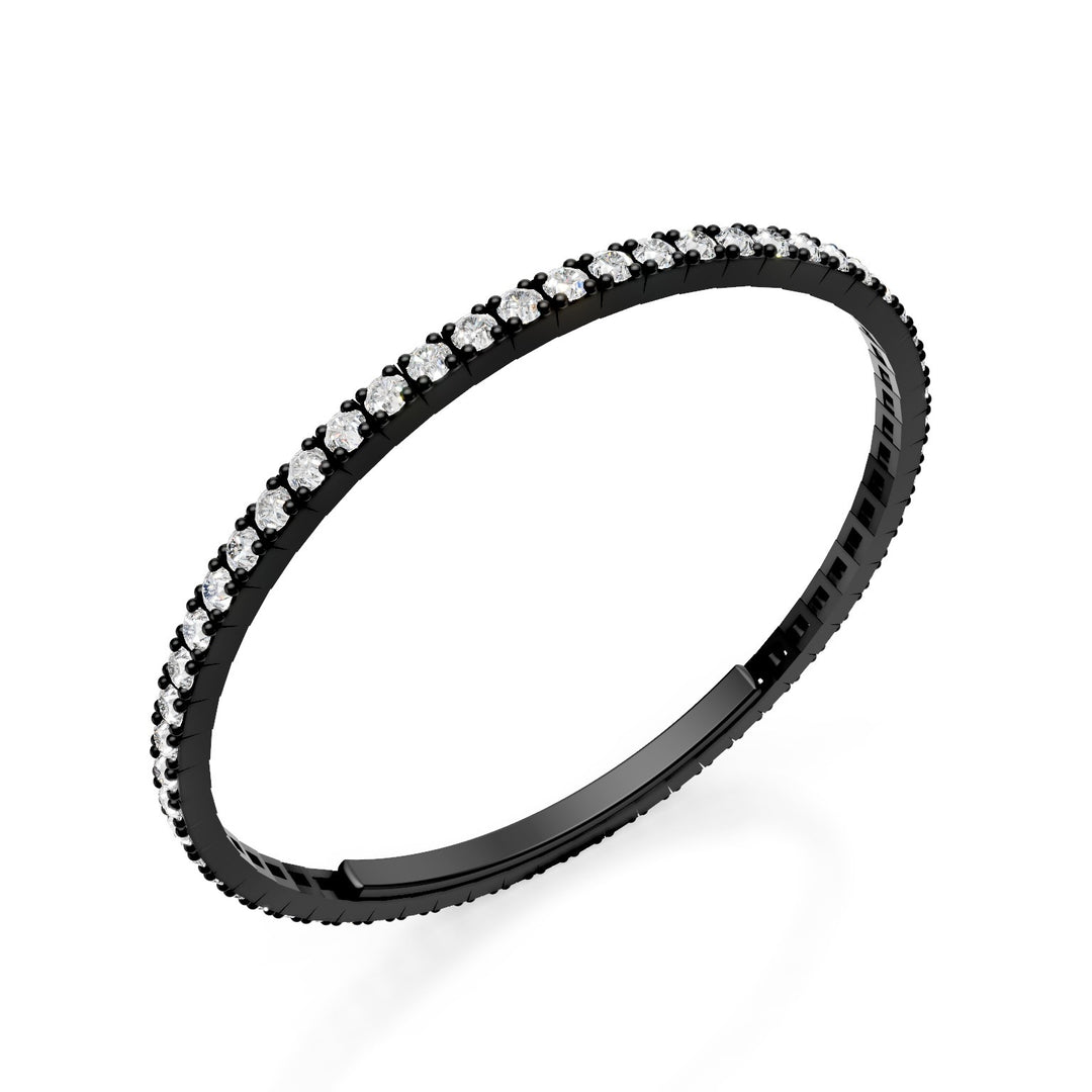 X-Diamond tennisarmband in zwart titanium geheel bezet met diamanten l. bijv., met vlindersluiting, 18cm, tweede maat LXDBRT012DINE-180