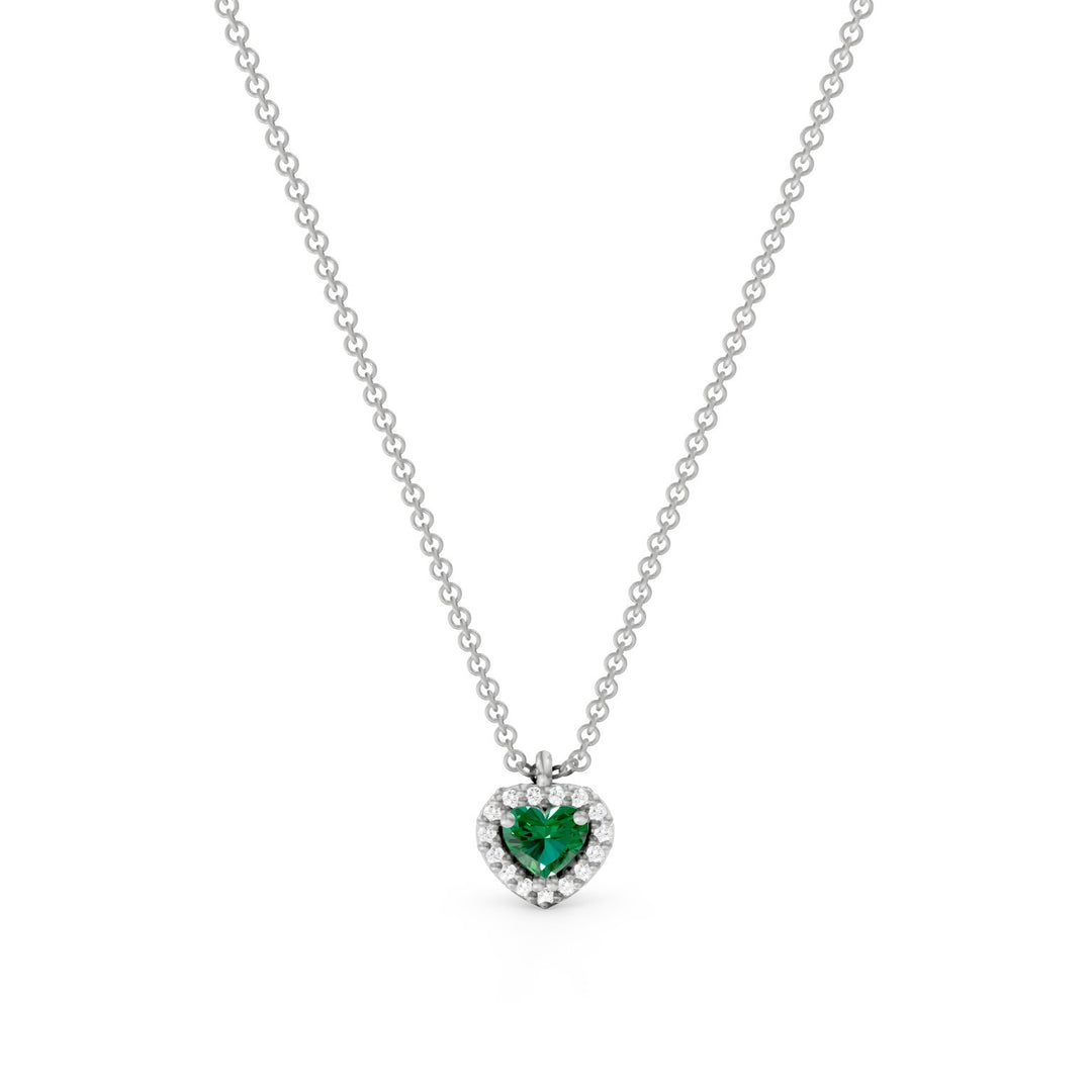 Golay necklace with central emerald heart with outline PCT003DISM1C-24281110043