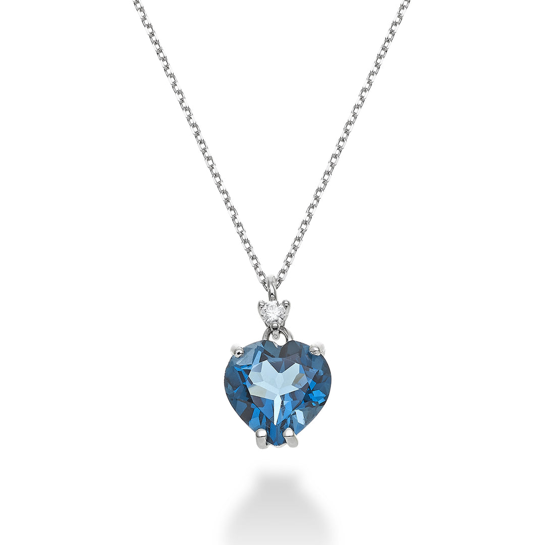 Mikiko cl 18k London Blue Topaas hart 8x8 ct.2,00 diam. ct.0,025 MPCL198DITPBL88O4