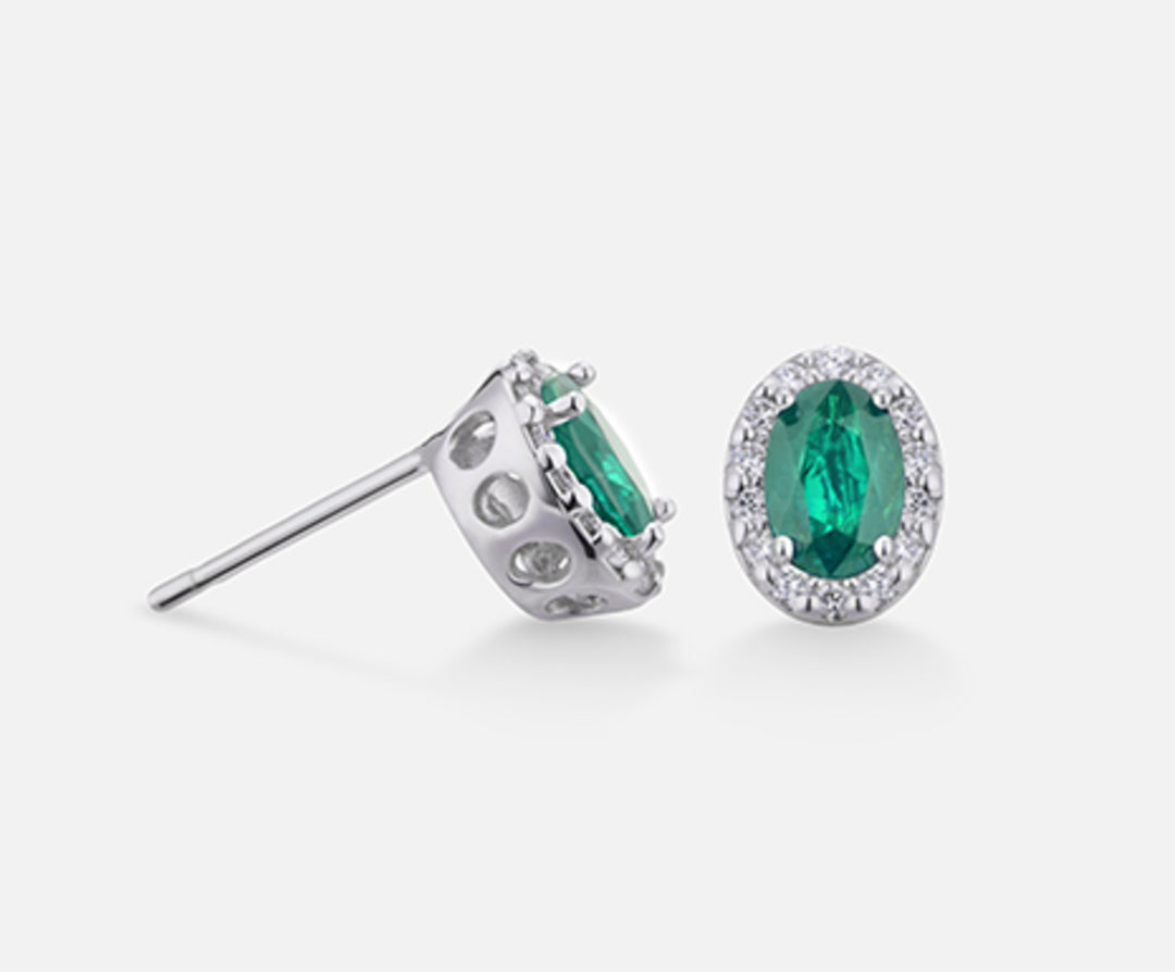 Mikiko oder 18 Karat ovaler Smaragd, 6 x 4 ct. 0,60 Durchmesser, ct. 0,36 MO5038O4BE