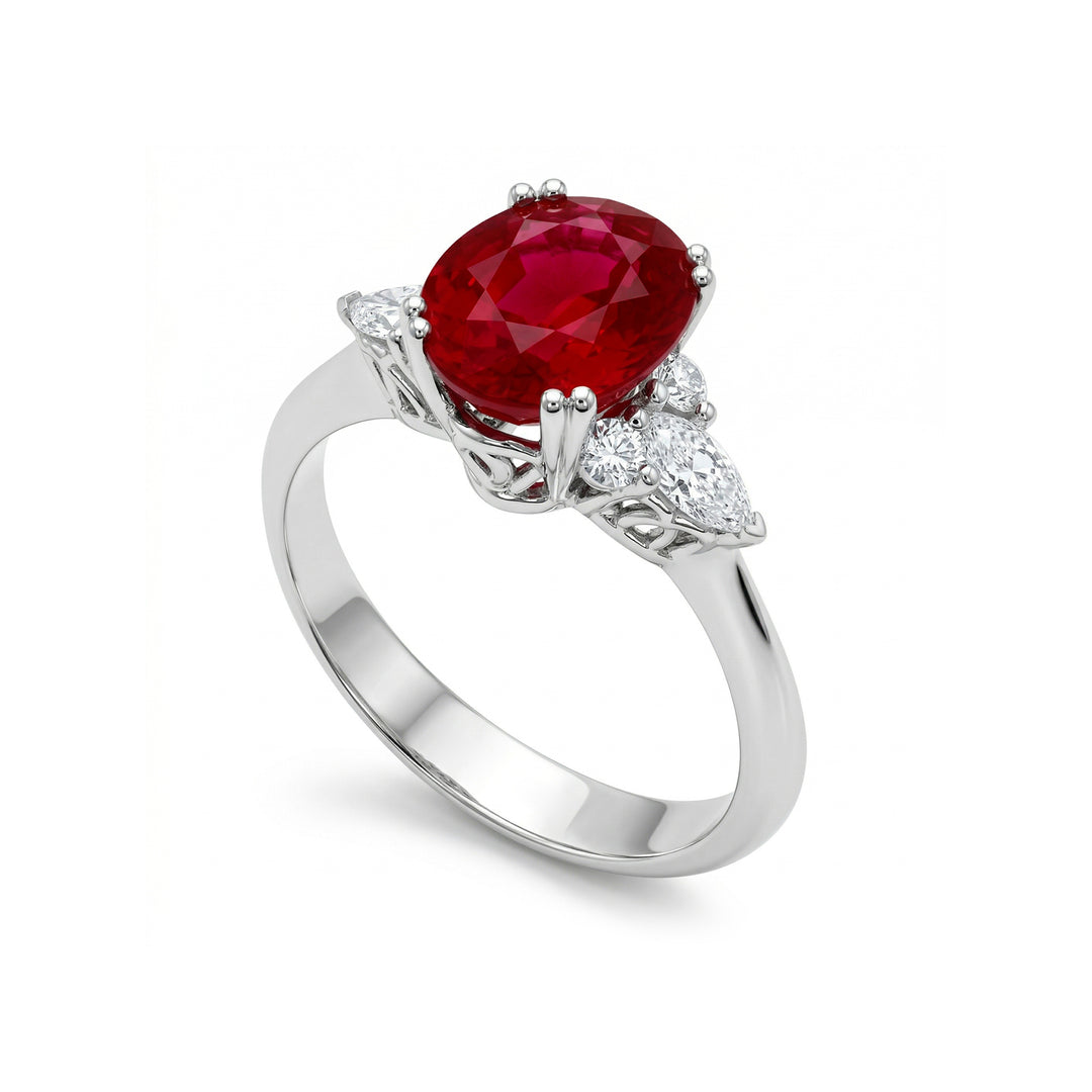 Golay oval ruby ring 6x7, round and marquise diamonds AFD802RU-16209110011
