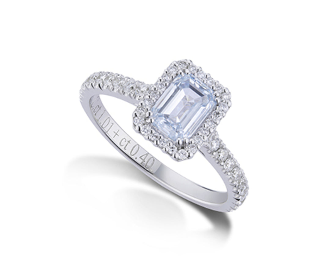 X-Diamond, ein 18-Karat-Labor-G.D. f.blau ct.1,01 Smaragd + ct.0,40 LXDPUAN026O4BB141