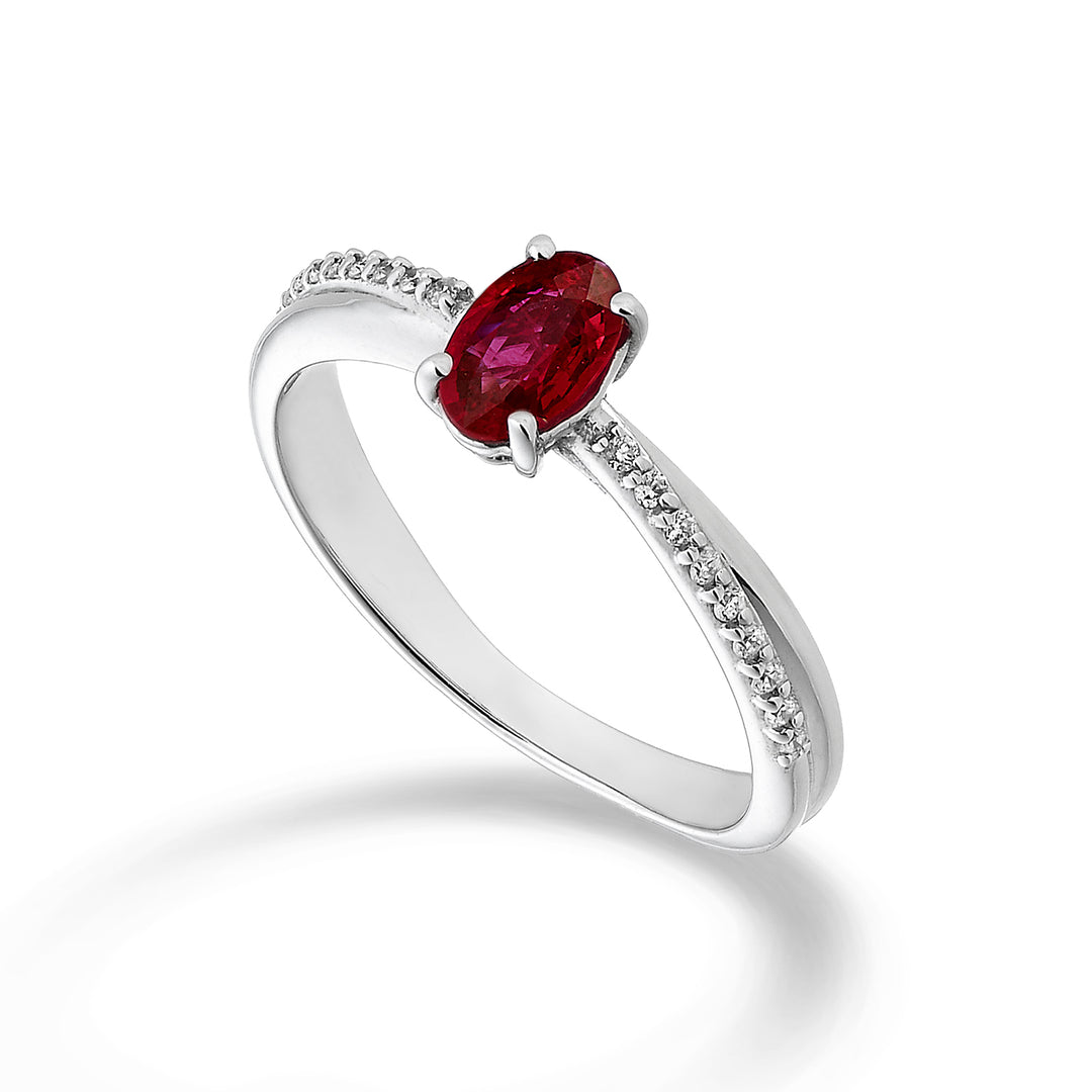 Mikiko an 18k ruby ​​n. oval 6x4 ct.0.39 diam. ct.0.07 MA5103O4RBN039