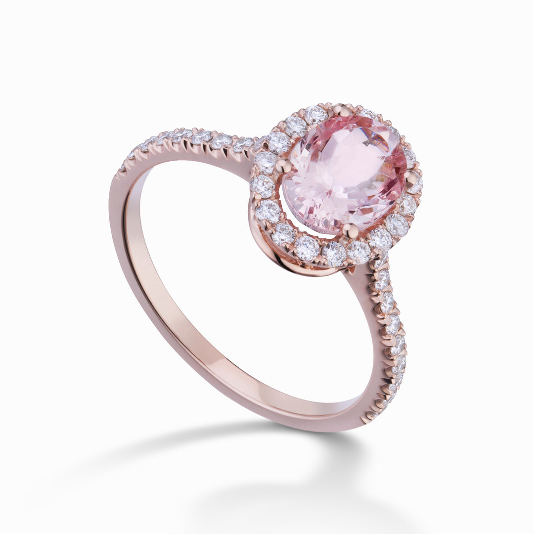 World Diamond Group ovaler Morganitring 10x8 und Diamanten ACLC070DIMO6-22040110056