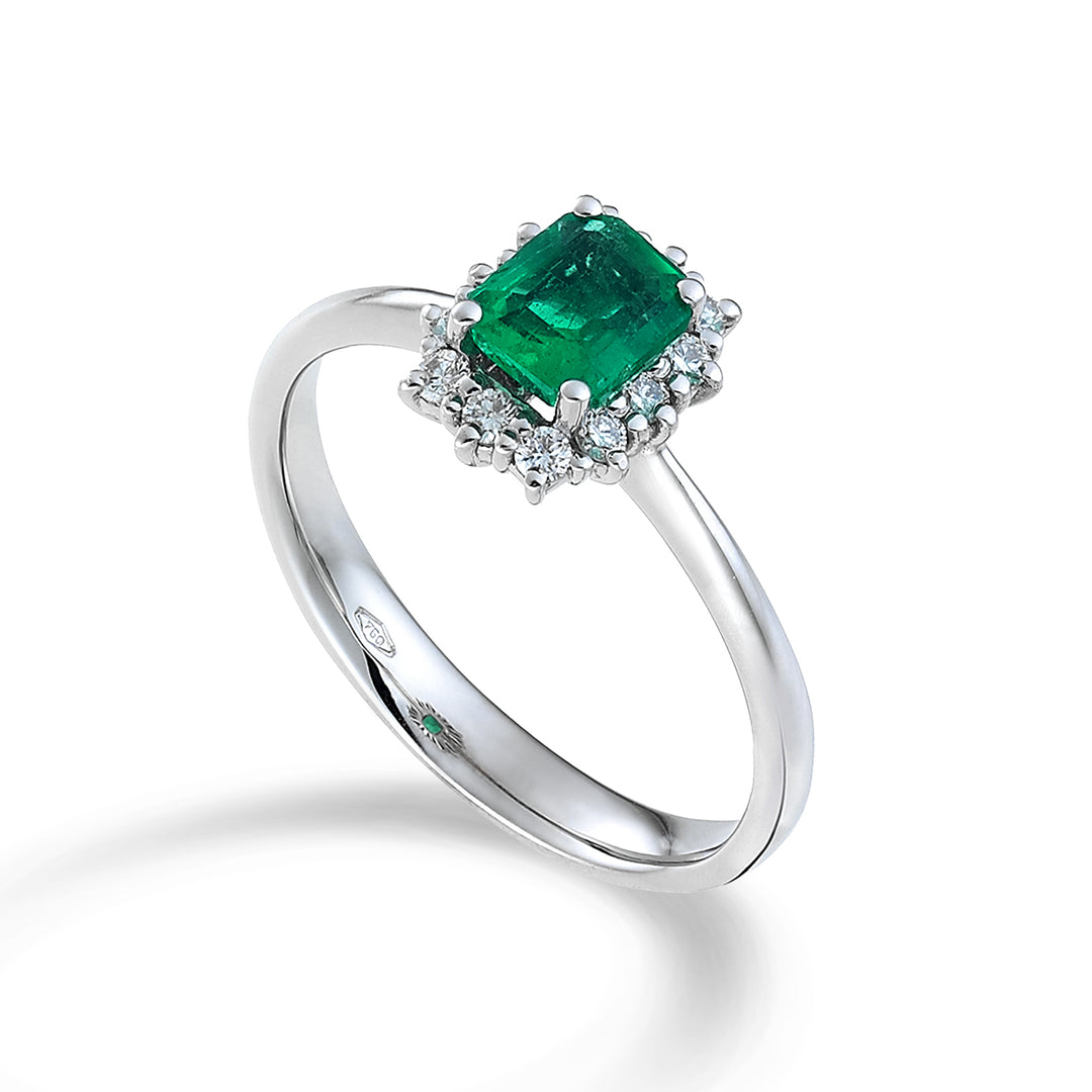 Golay octagonal emerald ring 5x6 and diamonds ACL026DISM-21363110004