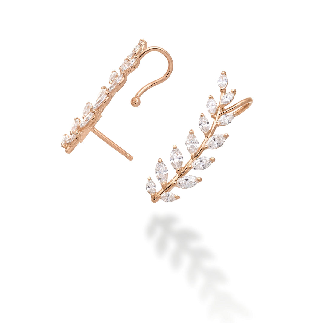 Golay einzelner Ohrring Olivenbaum mit Marquise, Gelbgold, links OD840DRSX