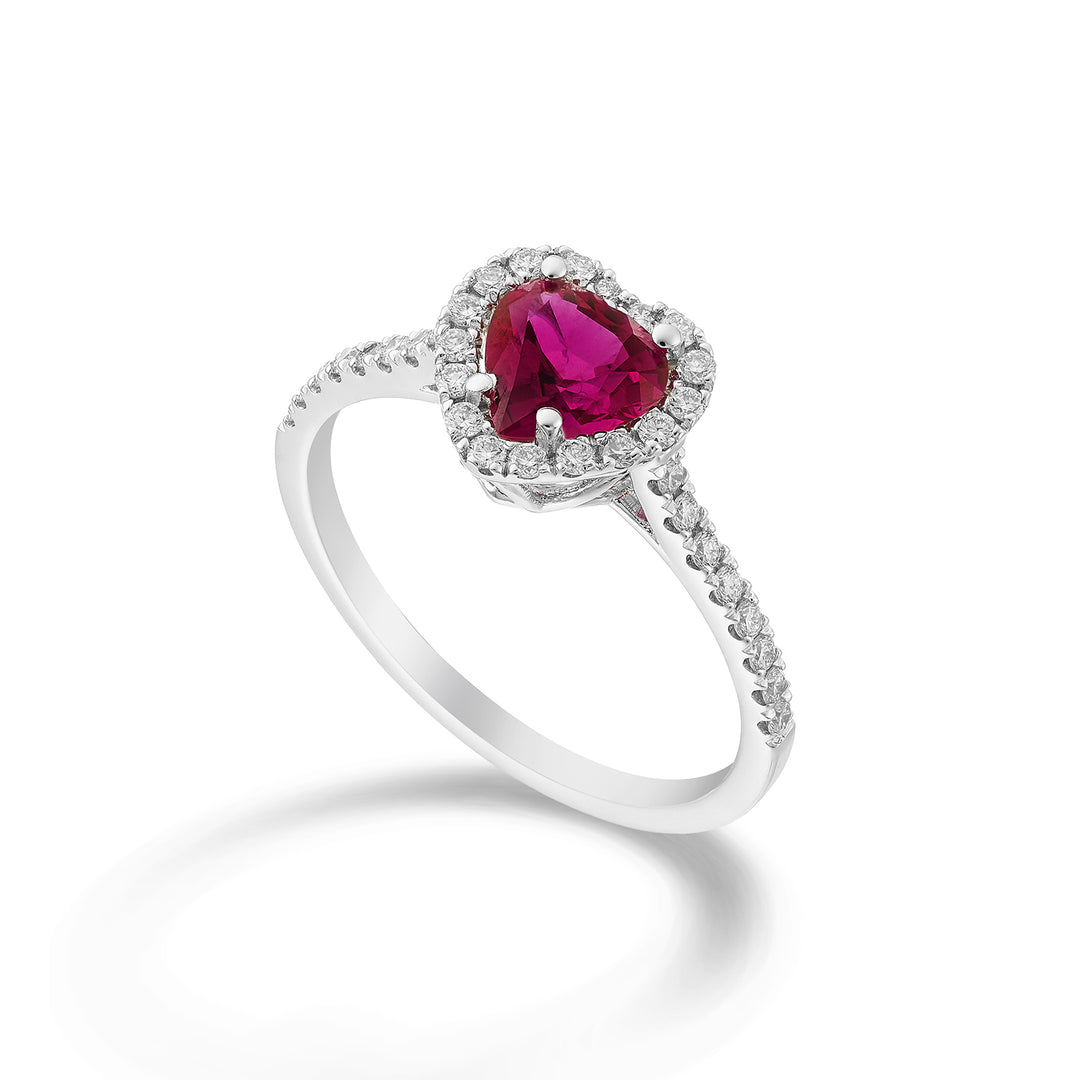 Golay hart robijnrode ring 6x6, contour en schacht incl. ACLCHS001DRU66-23079110150