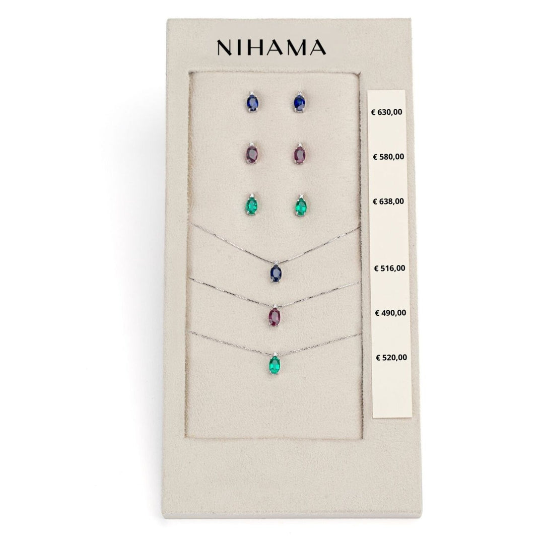 Nihama-Paket Kl. 5034 + oder 5023 18kt ovaler 6x4 Saphir, Rubin und Smaragd tr. N.LIGHTBOX.9-T