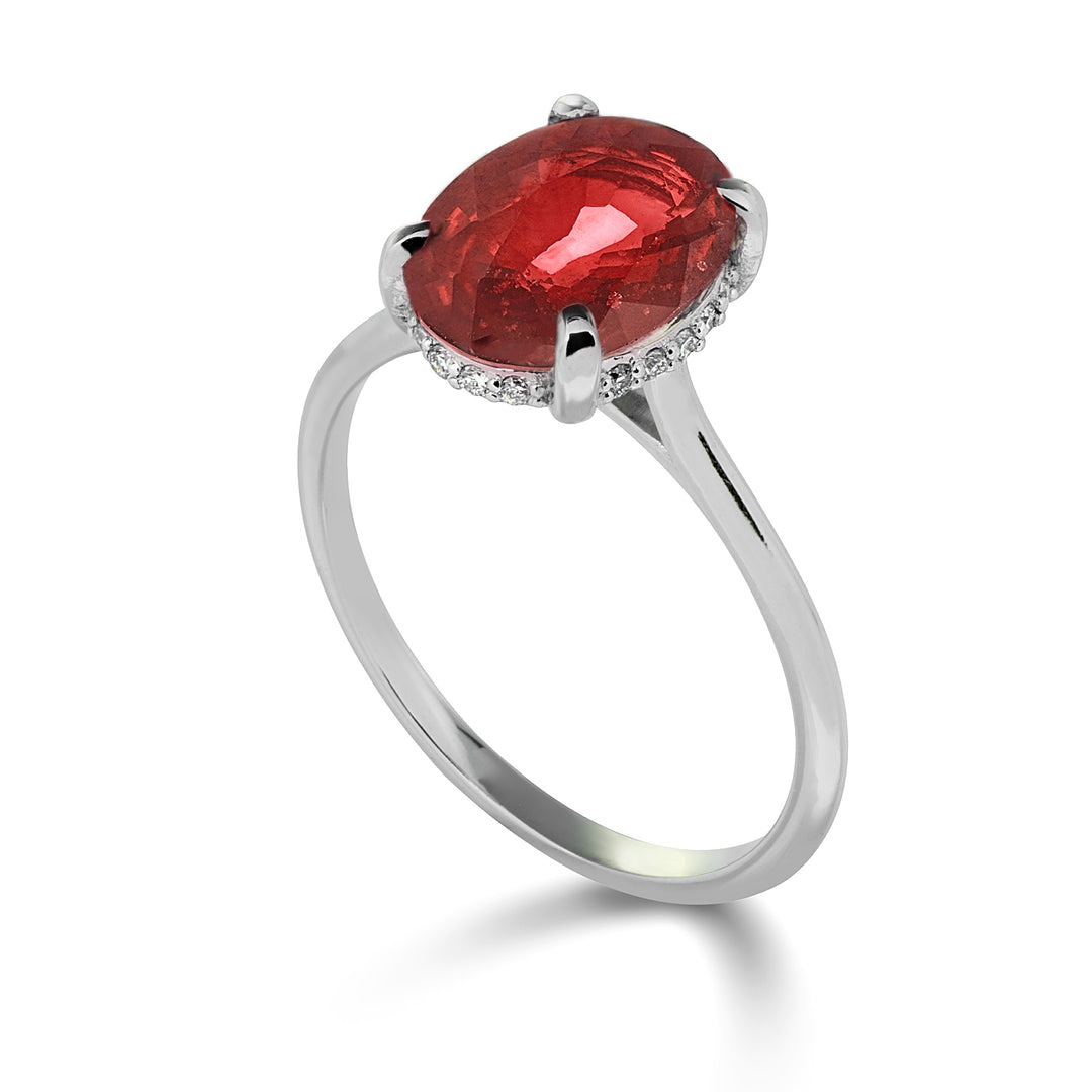Nihama an 18k oval ruby 10x8 set with diamonds NA5222O4RBR