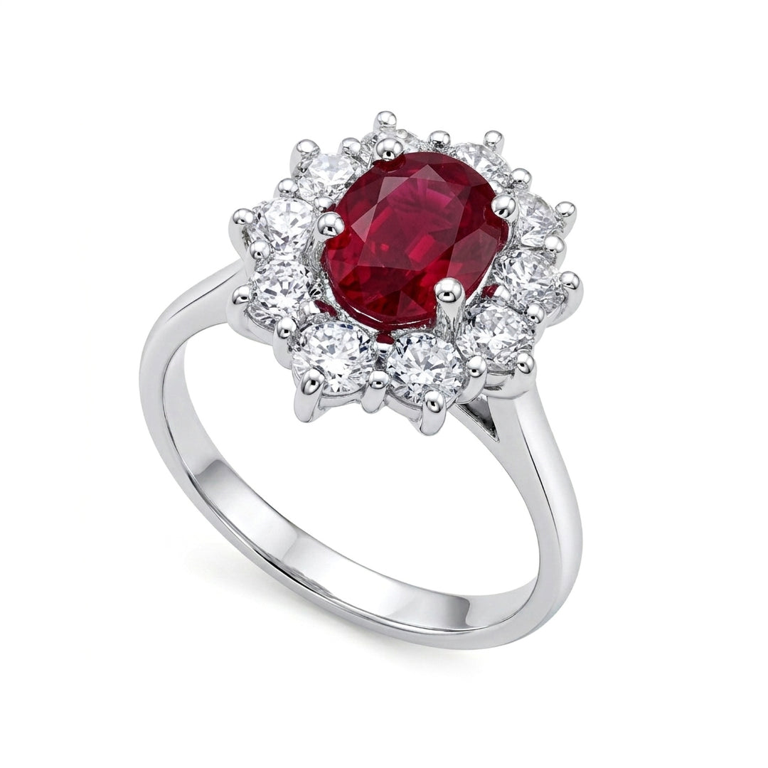 Golay ovale robijnring 7x5 contour 10 diamanten ACLC102DIRU57-25143110303