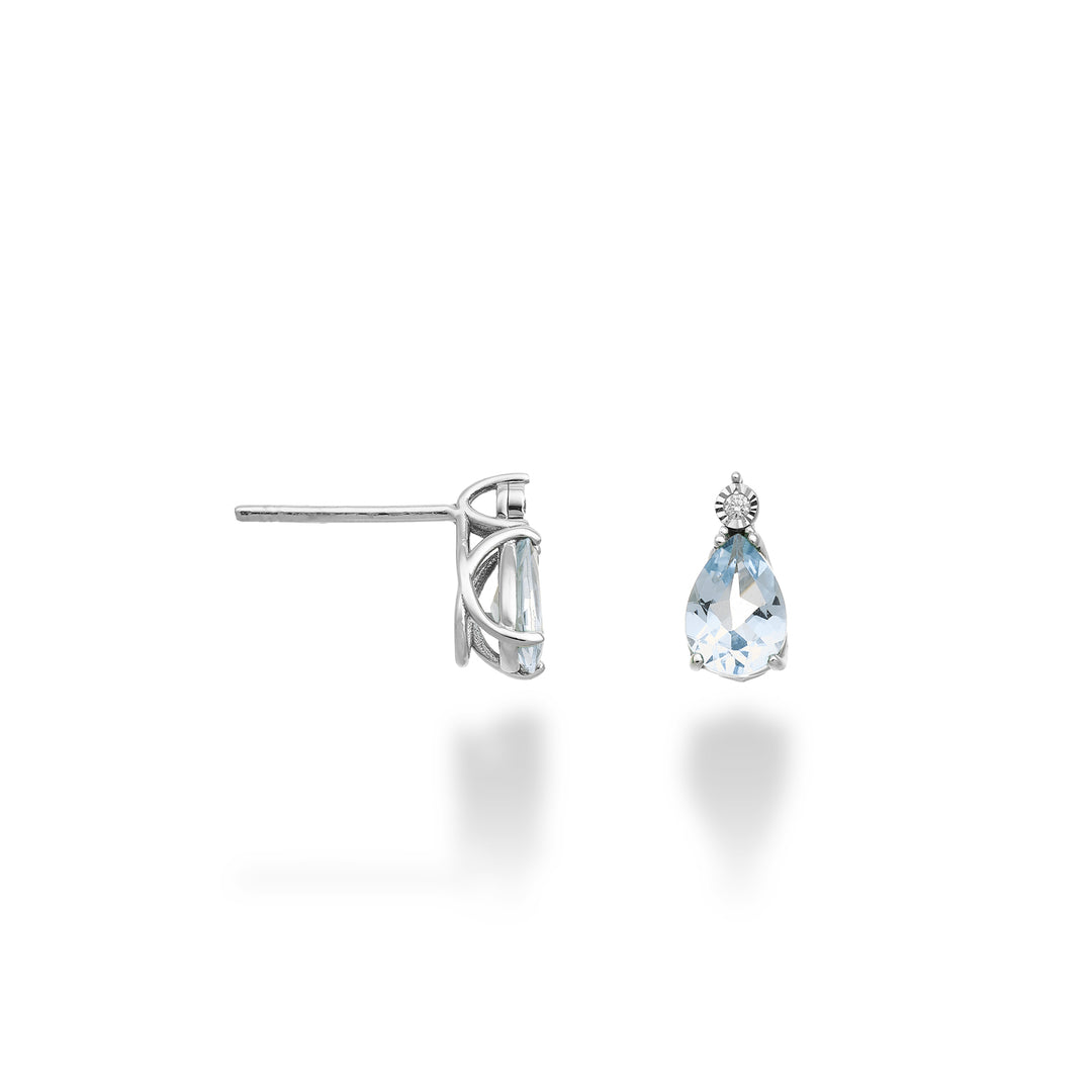 Mikiko oder 18-Karat-Aquamarin-Tropfen 7x5 mit Diamant MO5177O4AM