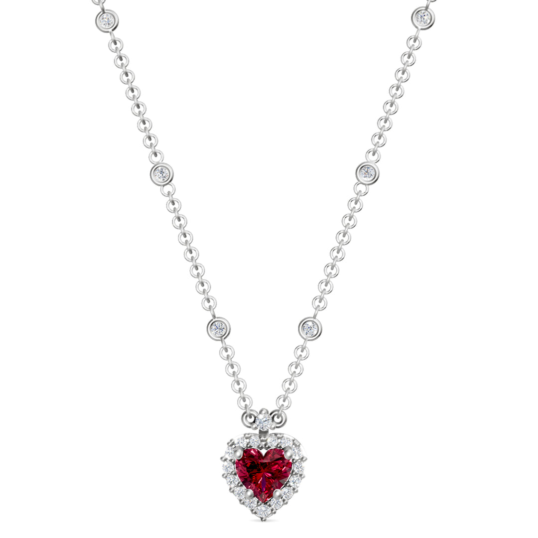 Golay 5x5 hart-robijnhalsketting met diamanten omtrek GCLC578DRU55-24318110019
