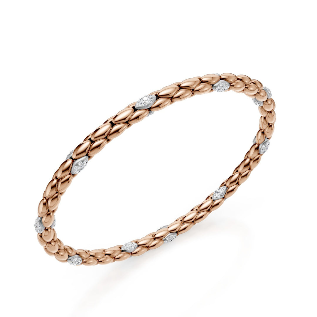 Golay bracelet in 9kt rose gold, with 10 pavette inserts, herringbone link, 18cm GBR032E10R3DI-180