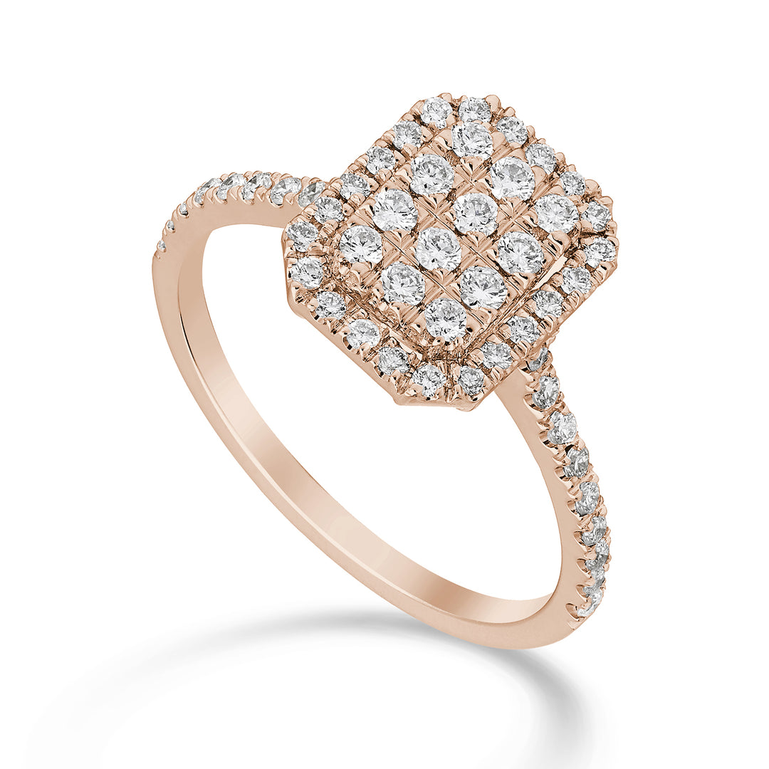 Golay octagonal multistone ring and shank inc rose gold AMPC001DIR-23088110027