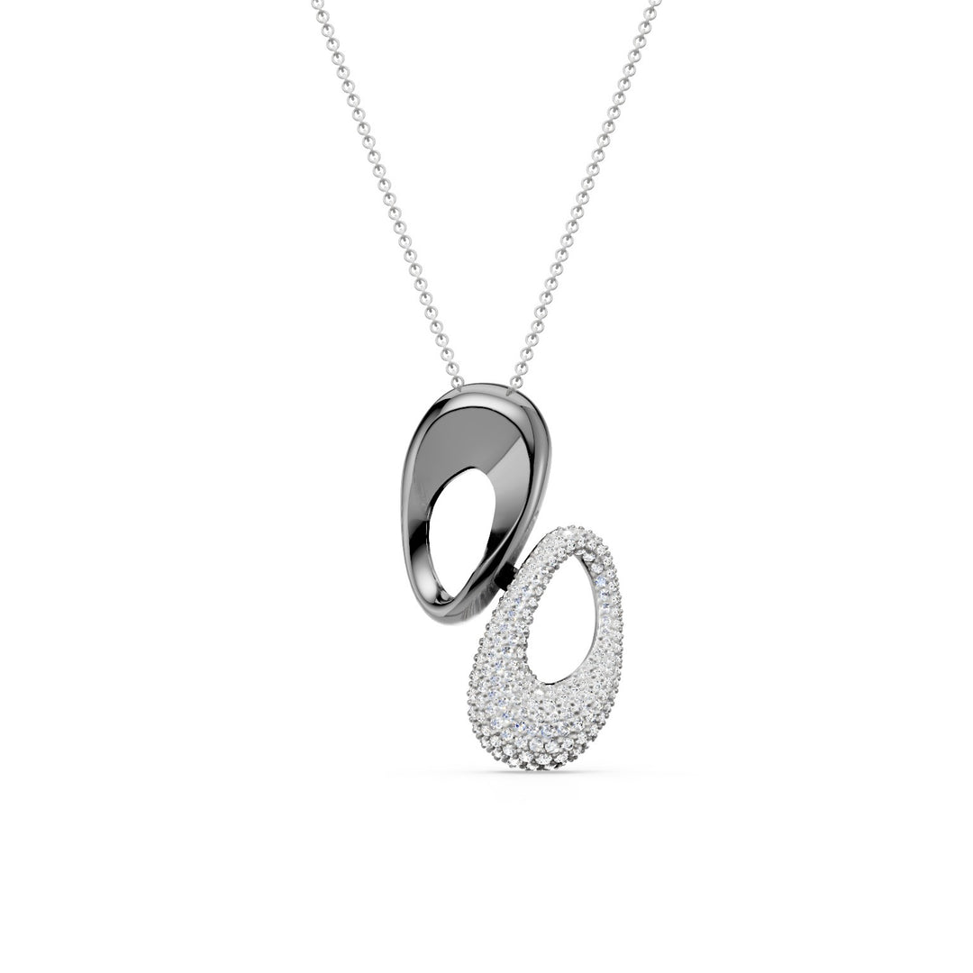 Golay tweekleurige zwart-witte ketting met pavé hanger GD587DBN-25024110250