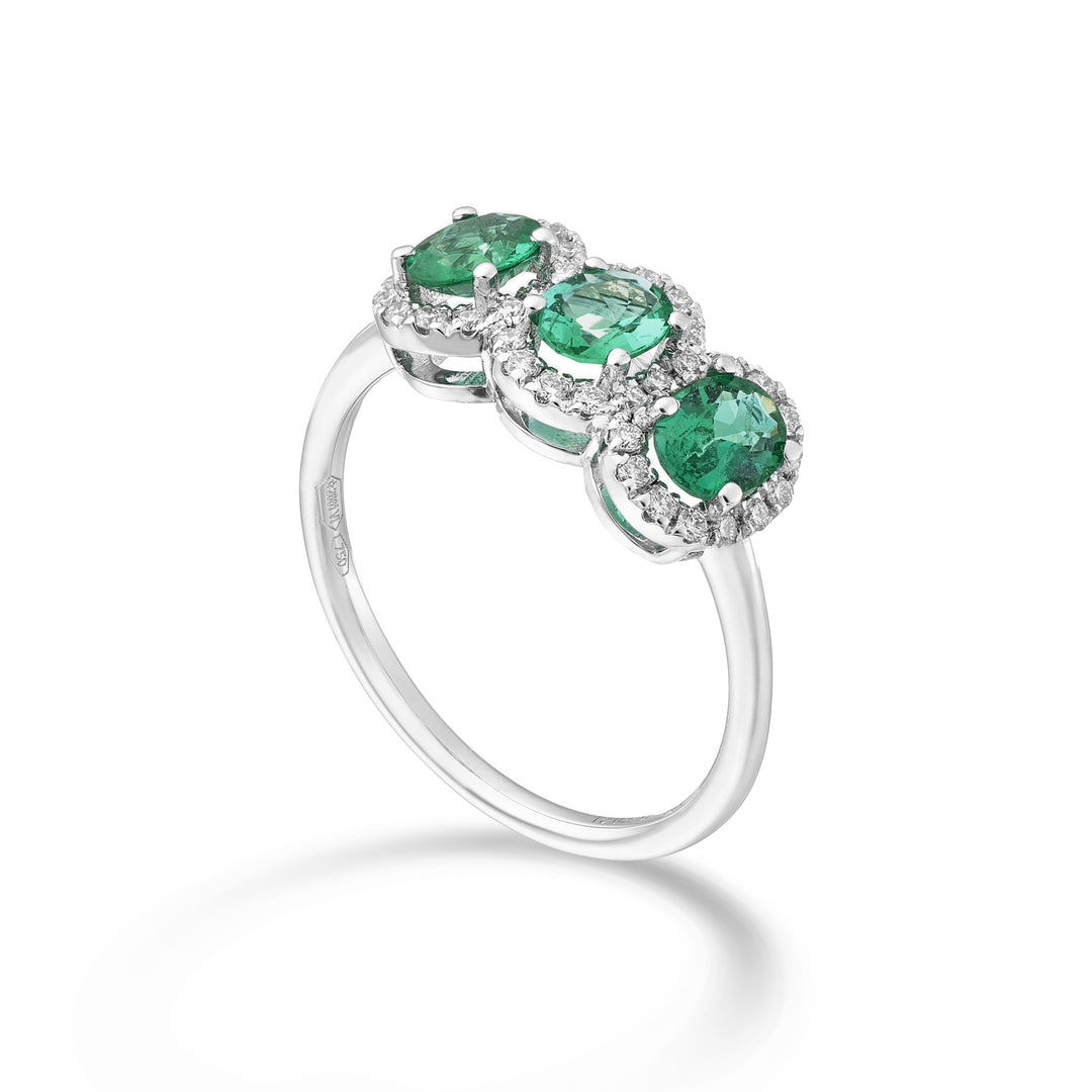 Mikiko, eine 18-karätige Smaragd-Trilogie, nat. oval 5x4 ct. 0,90 Durchm. ct.0,21 MA5194O4SMN54