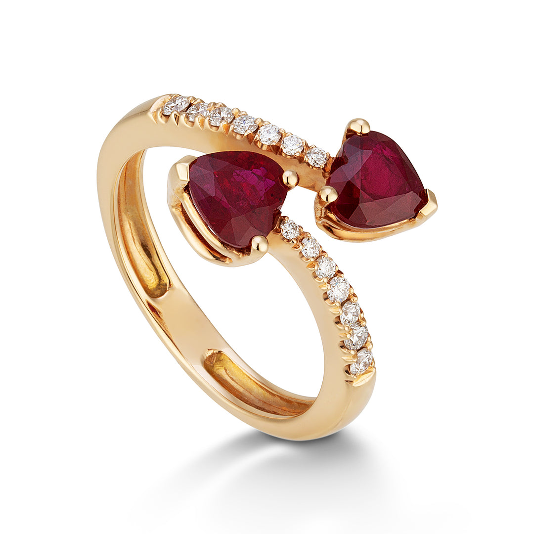 Golay-Ring mit herzförmigen Rubinen 6x5 und Diamanten ACLC120DIRU-22047110065