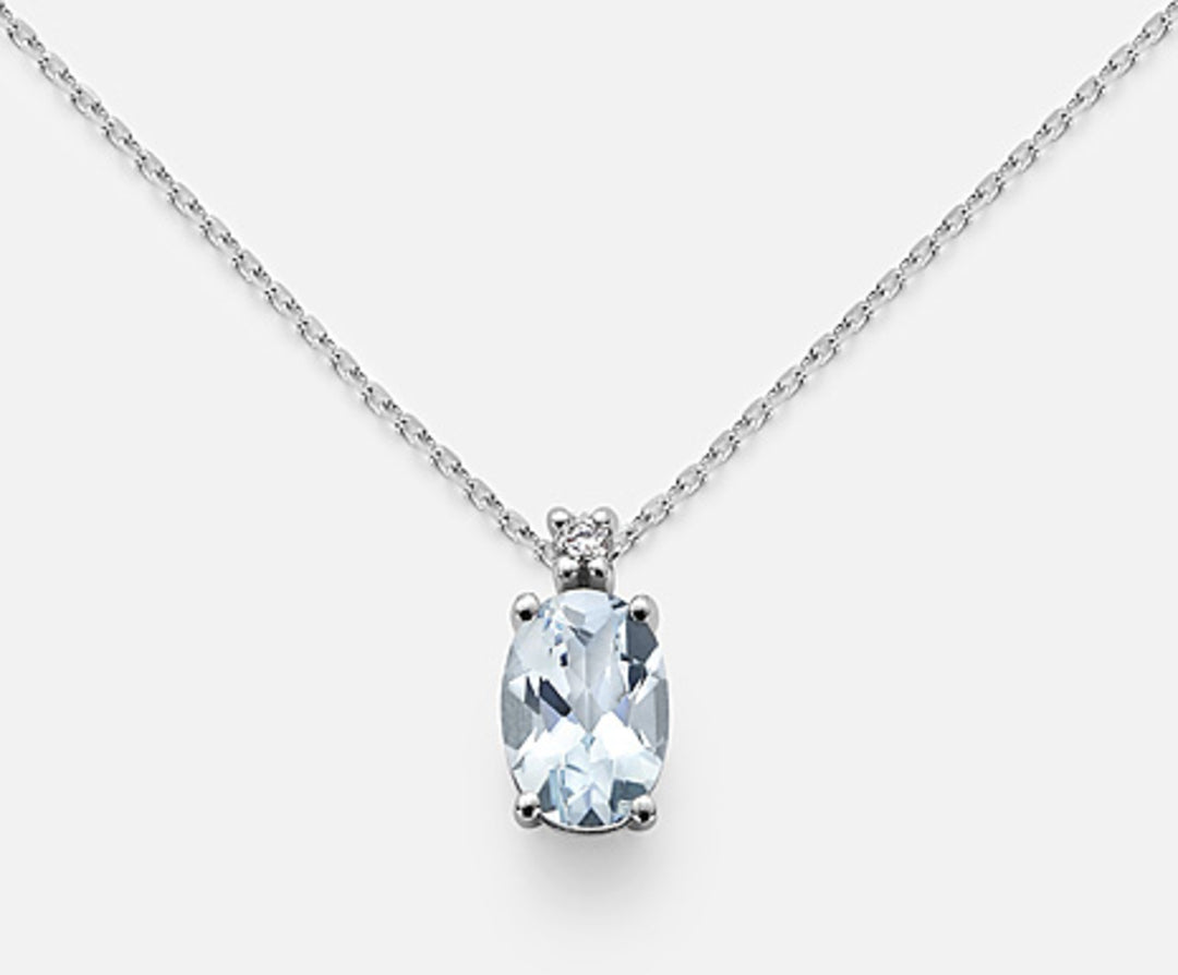 Mikiko cl 9k ovaal aquamarijn 7x5 ct.0,50 diam. ct.0,015 MD5035R4AM