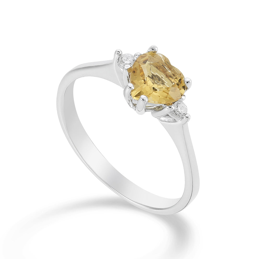 Nihama, ein Citrin-Herz aus 18 Karat, 6 x 6 ct. 0,60 Durchm. ct.0,04 NACL198DICITR66O4